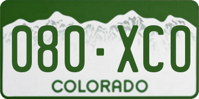CO license plate 080XCO