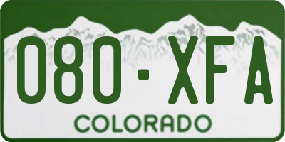 CO license plate 080XFA