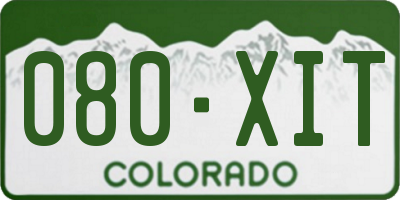 CO license plate 080XIT