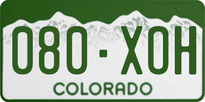 CO license plate 080XOH