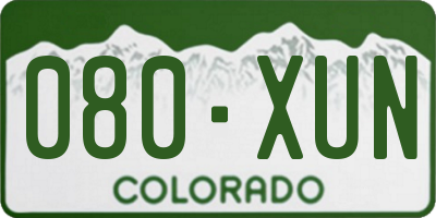 CO license plate 080XUN