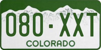 CO license plate 080XXT
