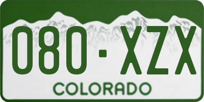 CO license plate 080XZX