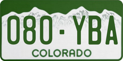 CO license plate 080YBA