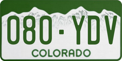 CO license plate 080YDV
