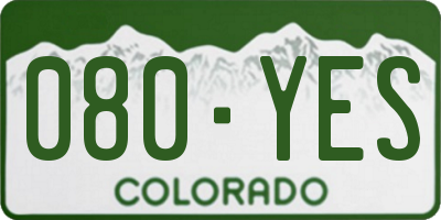 CO license plate 080YES