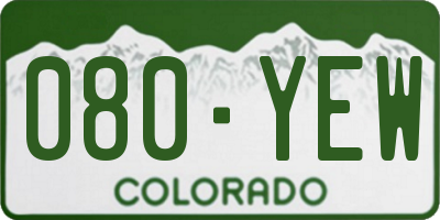 CO license plate 080YEW