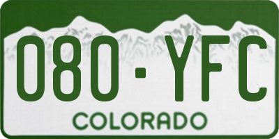 CO license plate 080YFC