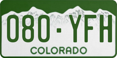 CO license plate 080YFH