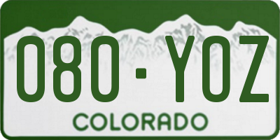 CO license plate 080YOZ