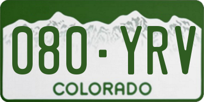 CO license plate 080YRV