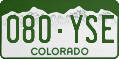 CO license plate 080YSE