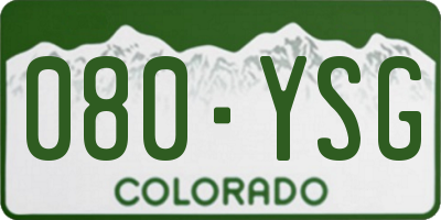 CO license plate 080YSG