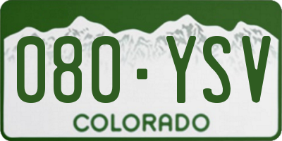CO license plate 080YSV
