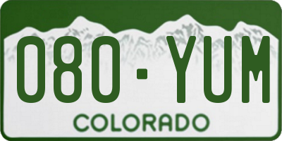 CO license plate 080YUM