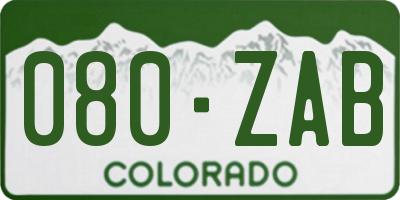 CO license plate 080ZAB
