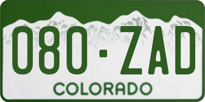 CO license plate 080ZAD