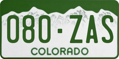 CO license plate 080ZAS