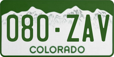 CO license plate 080ZAV