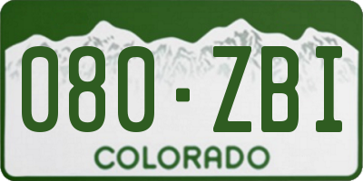 CO license plate 080ZBI