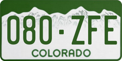 CO license plate 080ZFE