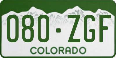 CO license plate 080ZGF