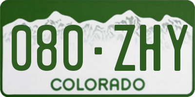 CO license plate 080ZHY