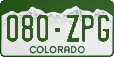 CO license plate 080ZPG