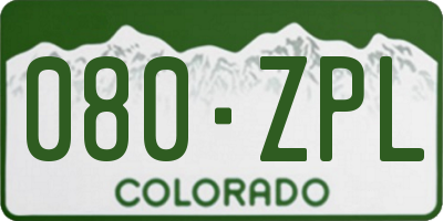 CO license plate 080ZPL
