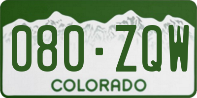 CO license plate 080ZQW