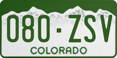 CO license plate 080ZSV