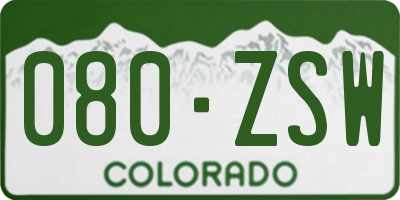 CO license plate 080ZSW