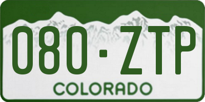 CO license plate 080ZTP