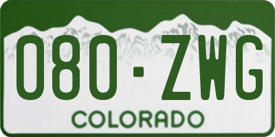 CO license plate 080ZWG