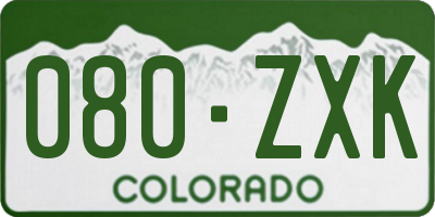CO license plate 080ZXK