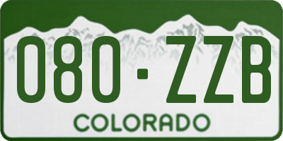 CO license plate 080ZZB