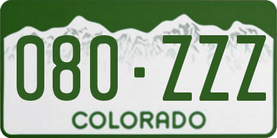 CO license plate 080ZZZ