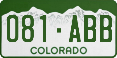 CO license plate 081ABB