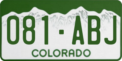 CO license plate 081ABJ