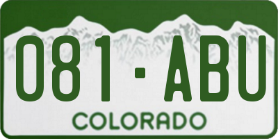 CO license plate 081ABU