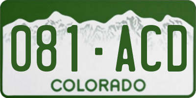 CO license plate 081ACD