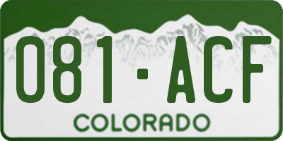 CO license plate 081ACF