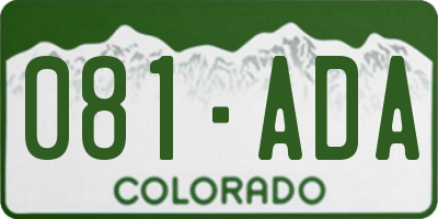 CO license plate 081ADA