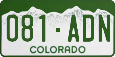 CO license plate 081ADN