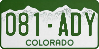 CO license plate 081ADY