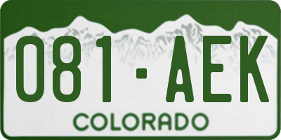 CO license plate 081AEK