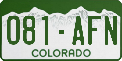CO license plate 081AFN
