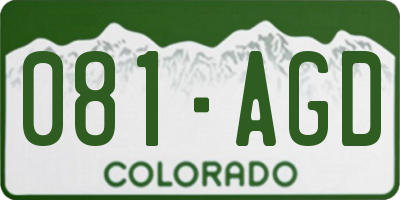 CO license plate 081AGD