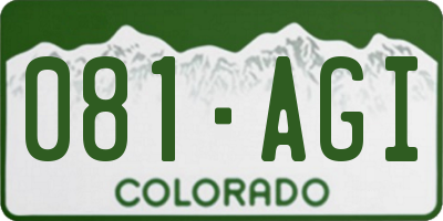 CO license plate 081AGI