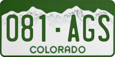 CO license plate 081AGS